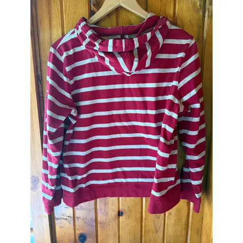Christopher & Banks Striped Pullover Hoodie with Sleeve Zipper Pocket XL