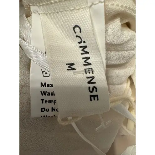 Commense Beige Pleated Contrast Midi Skirt Women's M – Front Utility & chiffon Tan Size M