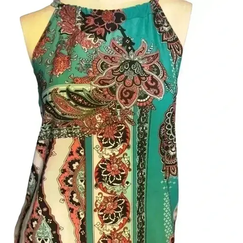 Flirty Pink floral print open back Green jumpsuit Size M Size M