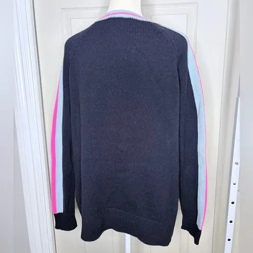 Sail To Sable merino wool blend navy blue accent Sweater size large a38 - Image 4