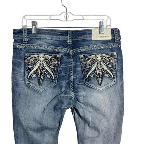 Grace in LA Jeans Women 31 Blue Bling Bootcut Med