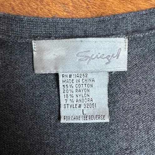 Spiegel Duster Cardigan Sweater Womens Large Gray Button Up Cotton Angora Pocket