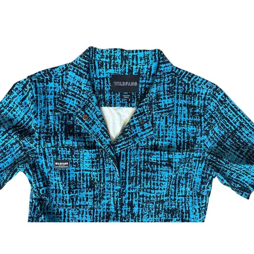 Wildfang Essential Short Sleeve Coverall in Blue Print Size Small