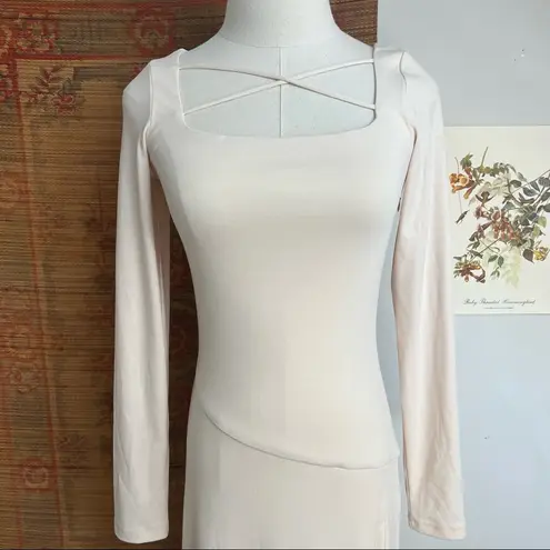 Egreis Brand By Egreis NWT Audrina Cream Fit Flare Long Sleeve Midi Dress Small