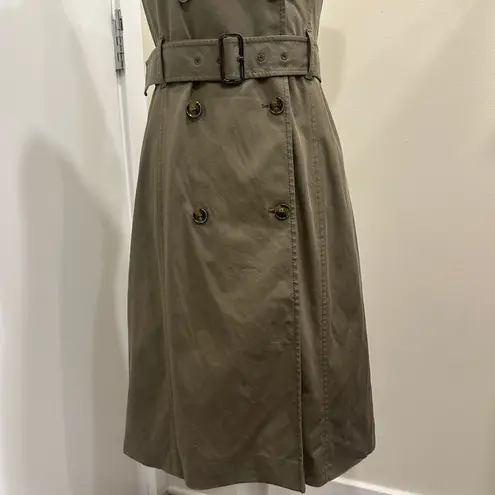 Karen Millen Khaki Green Belted Sleeveless Trench Dress Career Utility Heritage