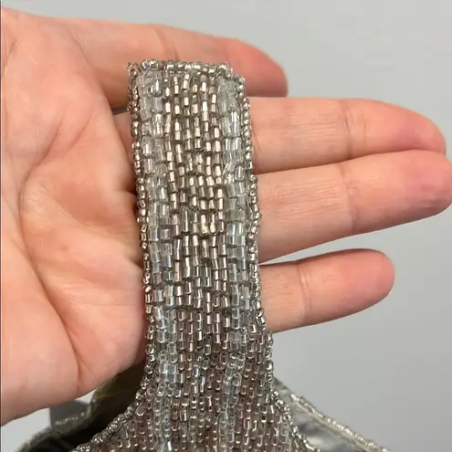 Beaded Mini Bag In Silver & Pink