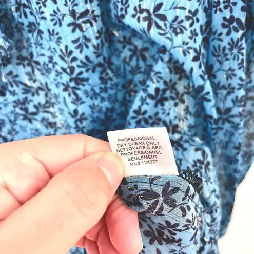 MISA Los Angeles MISA Siena Top Cerulean Ditzy Blue Floral Long Sleeve Size S
