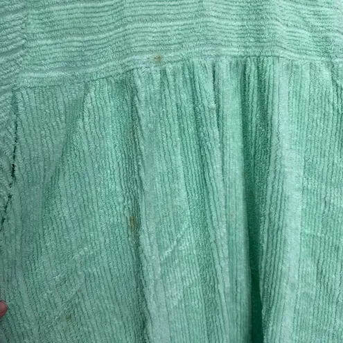 Blair Vintage Chenille Robe Button Front Mint Green Size M Striped Texture