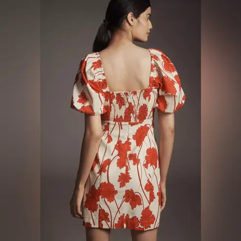 Greylin Lucy Linen Puff Sleeve Square Neck Mini Dress One Size NWT Casual