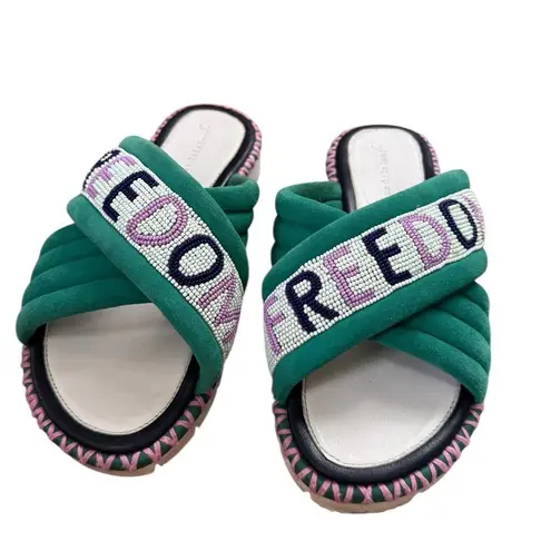 RUE DE LA LUNE beaded freedom sandals in green 7