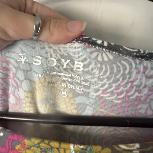 Soybu Dress Womens Medium Multicolor Floral 3/4 Sleeve Stretch Outdoor