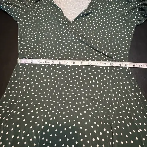 41 Hawthorn Dark Green with Polka Dots Midi Dress size Large White