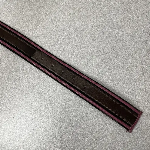 Orciani Belt Womens Medium Purple Brown Pony Animal Hair Leather Silver 1.75in