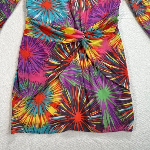 Ark & Co. /4 Sleeve Sheath Mini Dress Women's Large Knotted Fireworks Colorful