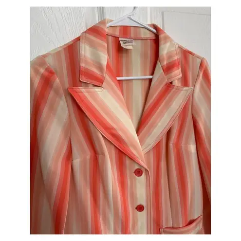 Vintage 70's JC penney Fashion orange tan Stripe dagger blazer medium