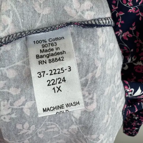 Woman Within Floral Tunic Top Size 22/24 Stretch Comfort Modest Feminine Cotton