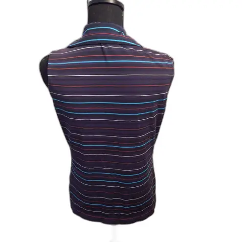 Nike Golf Women's Sleeveless polo partial zip striped Medium 8