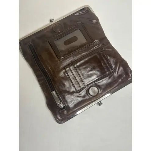 Hobo The Original Lauren Brown Leather Clutch Wallet Kisslock Zip Around