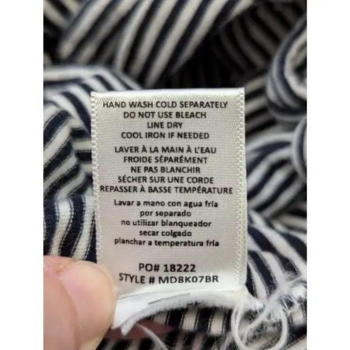 Bobeau Dress Woman's Size Large Striped Blue White Nautical Jersey Knit Tie