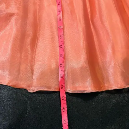 Morgan & Co Vintage Y2K Coral Prom Dress 5 Taffeta Strapless Iridescent Peach