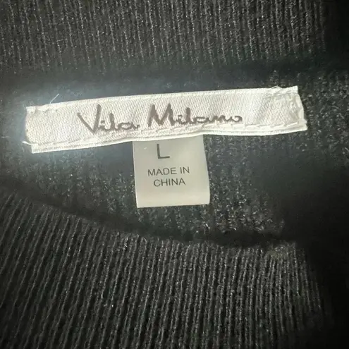 Vila Milano Black Sweater with gold button detail on sleeves