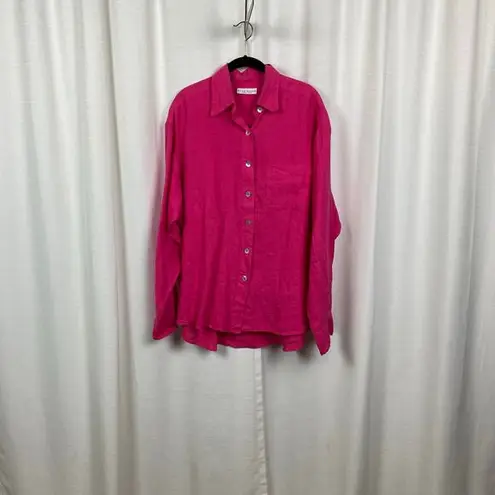 Bryn Walker Hot Pink Linen Button Up Shirt Sz.XL