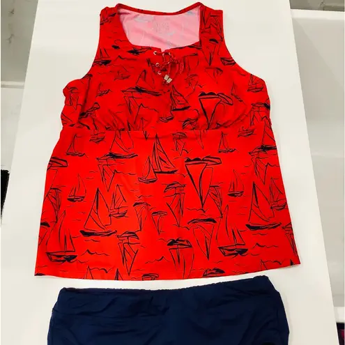 So NICE swim tankini top w/ bottom 🏖️🏝️ Red Size 18