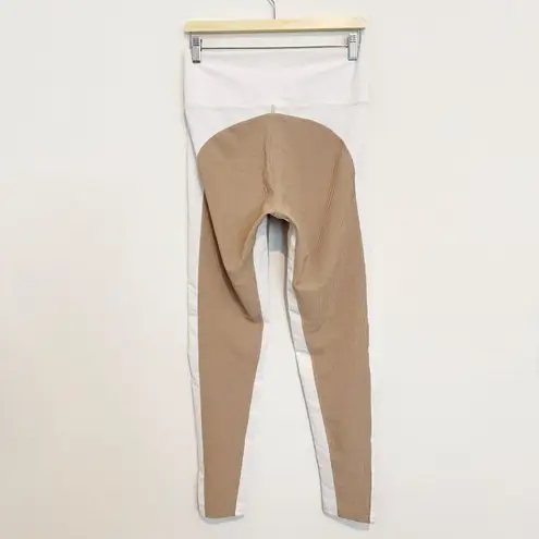 Beach Riot Ribbed Colorblock Athletic Workout Leggings Tan White Neutral Size XL