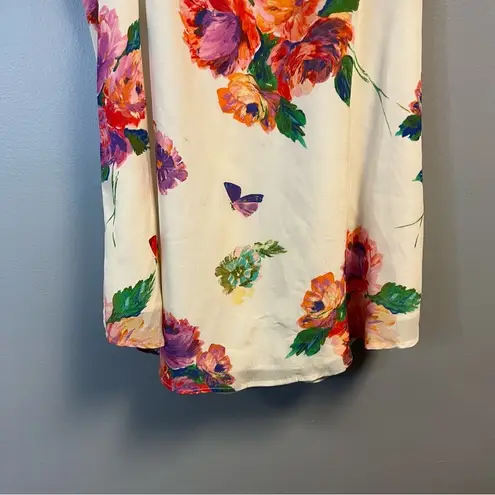 Lavender Brown Tank 100% Silk Floral Racerback Adjustable Strap Top Sz S EUC