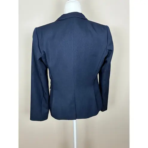 Emily Navy Blue One Button Blazer Jacket Womens Size 10 Zip Pocket Career