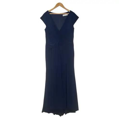 Mac Duggal IEENA For Dress Womens 12 Formal Maxi V Neck Mother Of The Bride Blue