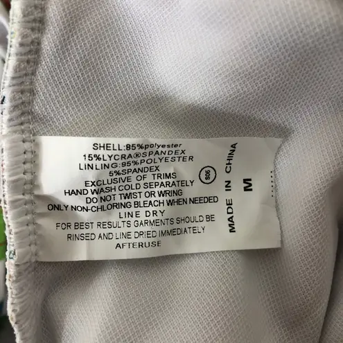 Medium One Piece Swimsuit Rainbow Leaf Pattern White