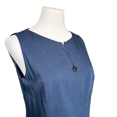 Akris Punto A Line Sleeveless Wool High Neck Ombre Colorblock Dress Blue Navy 8