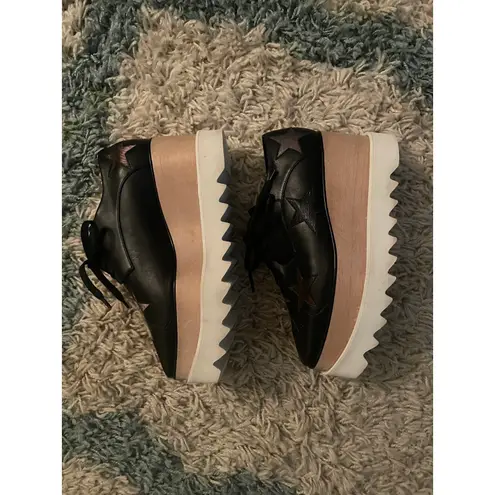 Stella McCartney Stella McCartney Elyse Black Star Platform Oxfords Lace-up Shoe