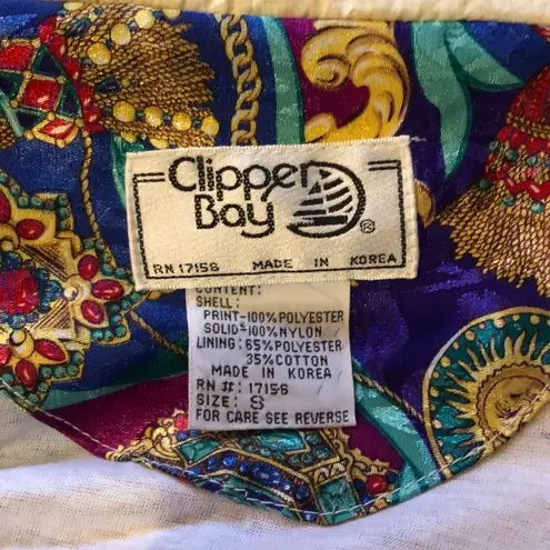 Vintage Clipper Bay Scarf Print Windbreaker S Blue
