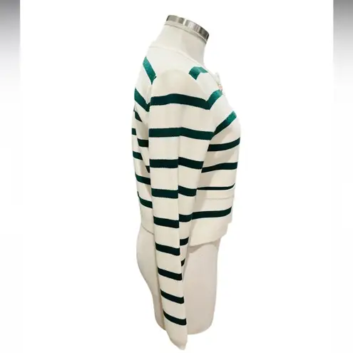 Scotch & Soda Amsterdam Ivory With Green Striped Button-Up Cardigan Size XS NWT