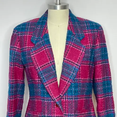 Pendleton Vintage Petite Plaid Single Button Wool Blazer- 8P