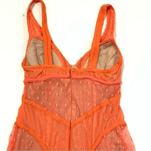 None Seduction’s Lace Bodycon Orange Dress Size Medium