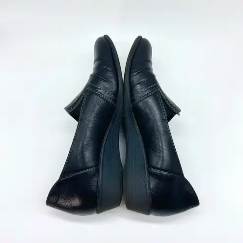 Earth Origins Laughlin Black Leather Slip-On Comfort Loafers Shoes Size 6.5