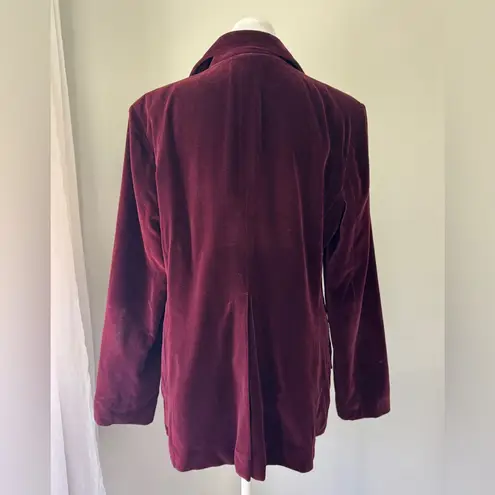Vintage ‘80s Koret of California Burgundy Velvet Single Breasted Blazer Red Size L