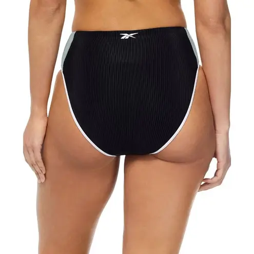 Reebok  Womens High-Waisted Bikini Swim Bottoms Black Gray Size M