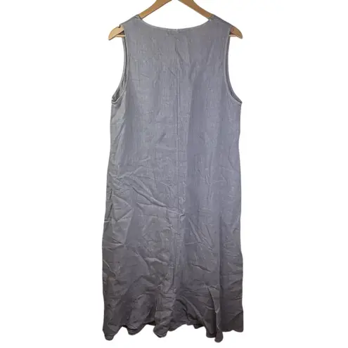 Francesca Bettini 100% Linen Made in Italy Size Large Gray Midi Dress Classic