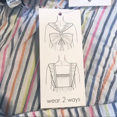 Ella Moss Striped Babydoll Top Square Neckline Flutter Sleeve Medium Large New