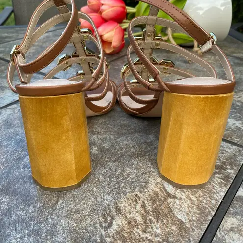 Louise et Cie Leeba Leather Strappy Heeled Sandals Toasted Almond 8