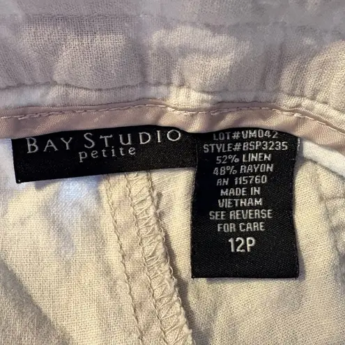 Bay Studio Linen Blend Cream Colored Pants Size 12 Petite Casual Coastal Grandma