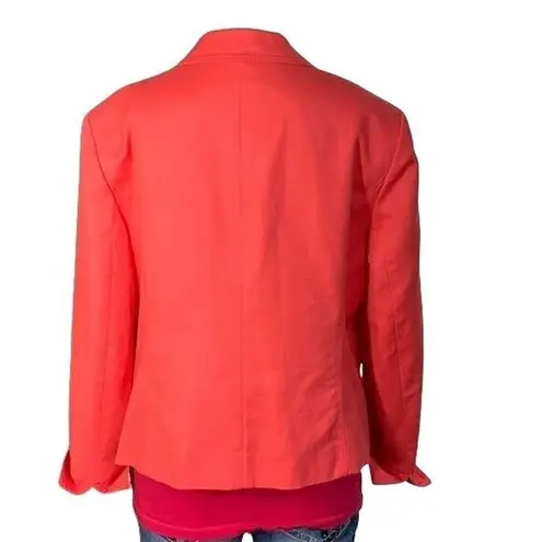 Jones Wear  Womens Blazer Suit Jacket Stretch Coral Pink Red Career 14 Petite