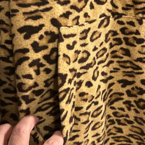 Constellation Prize Leopard Print Fleece Robe Hoodie Full Zip Long Size 2X Brown