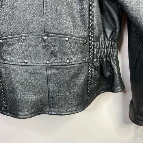 Vintage Divine Leather Black Insulated Moto Motorcycle Riding Jacket Coat L Size L