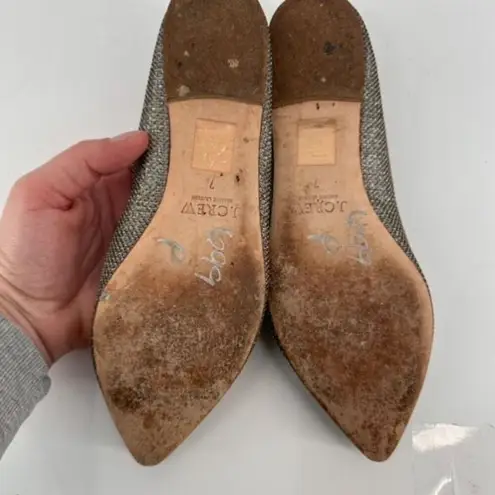 J.Crew Womens Gemma Glitter Ballet Flats Silver Size 7