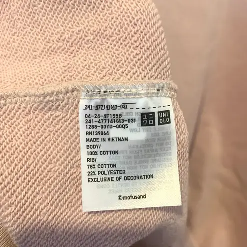 Mofusand x Uniqlo Collab Printed Embroidered Sweatshirt in Pink XXL